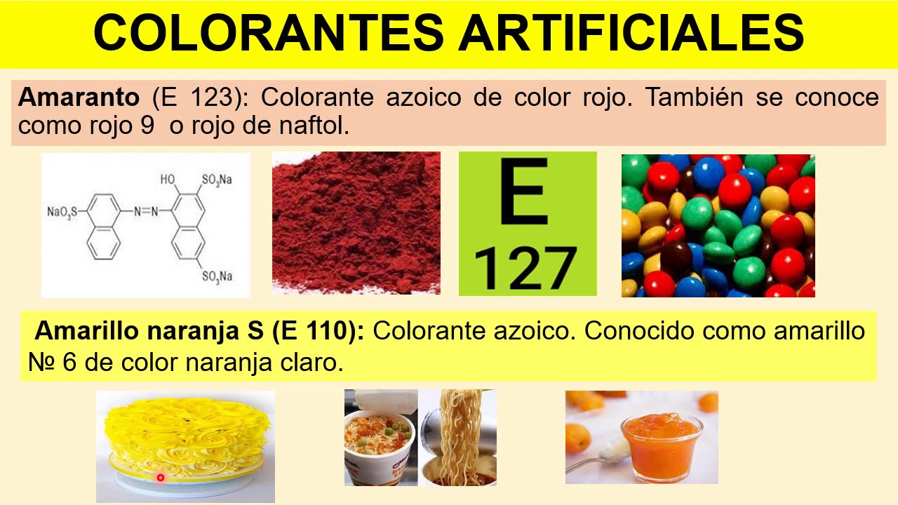 listado de conservantes colorantes aditivos y edulcorantes